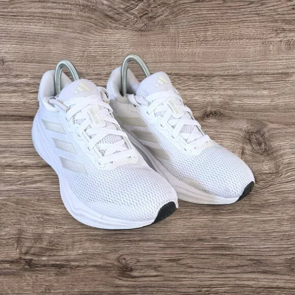 Adidas Response Womens 8.5 Super White Mesh Running Sneakers Minimal Athleisure - Picture 1 of 7